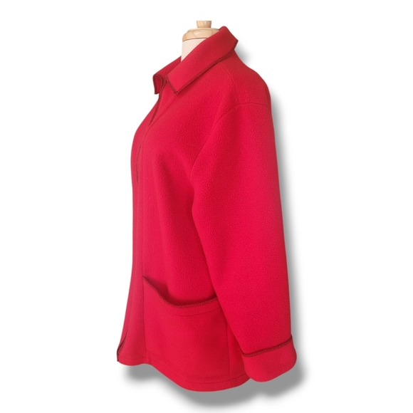 Maralyce Ferree Front Zipper Red Teddy Fleece Jacket. Size L - Picture 3 of 9